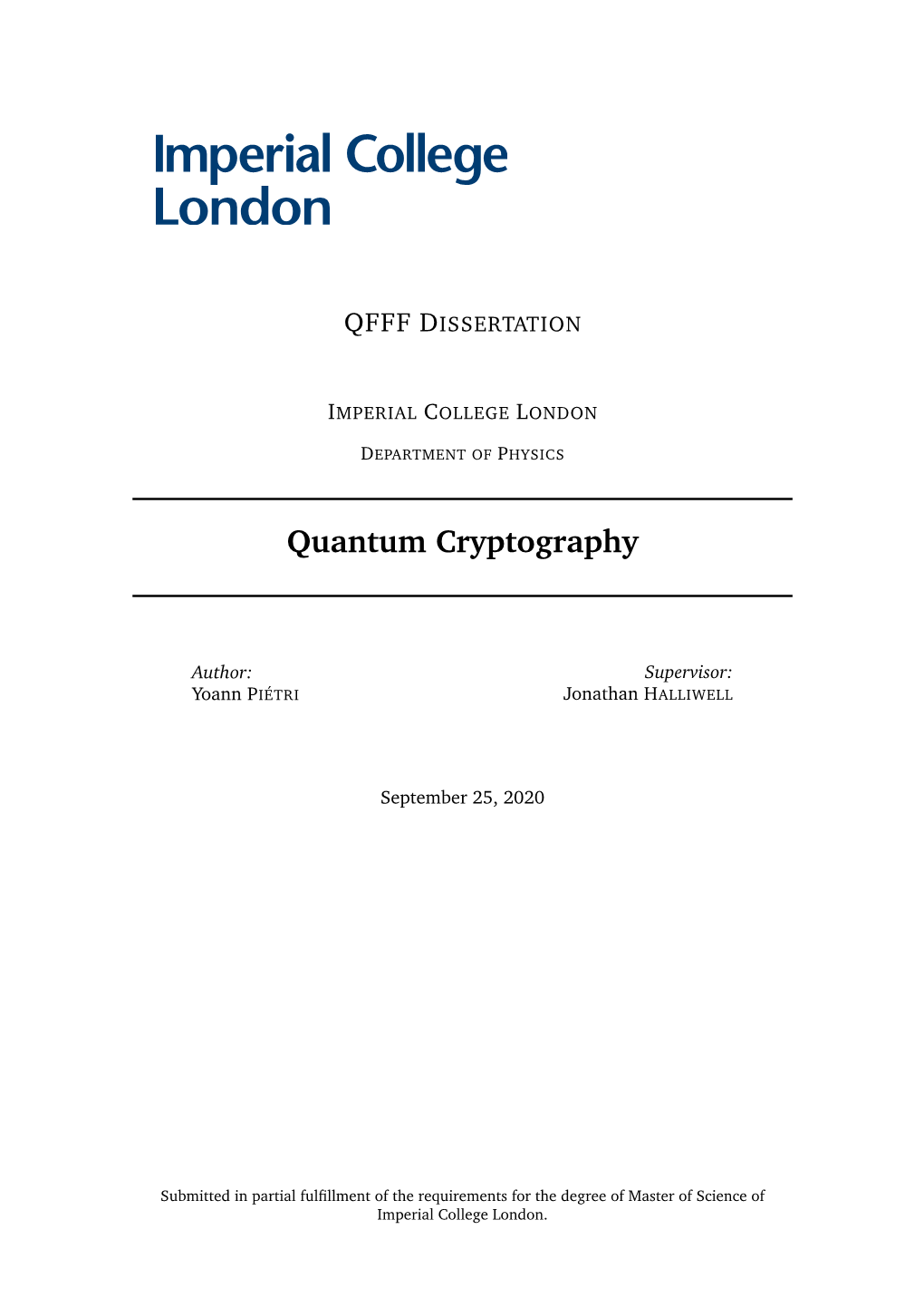 Quantum Cryptography