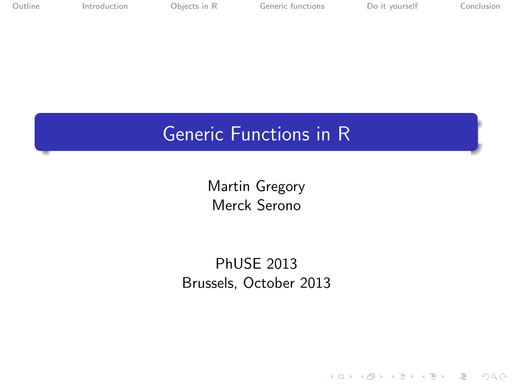 Generic Functions in R