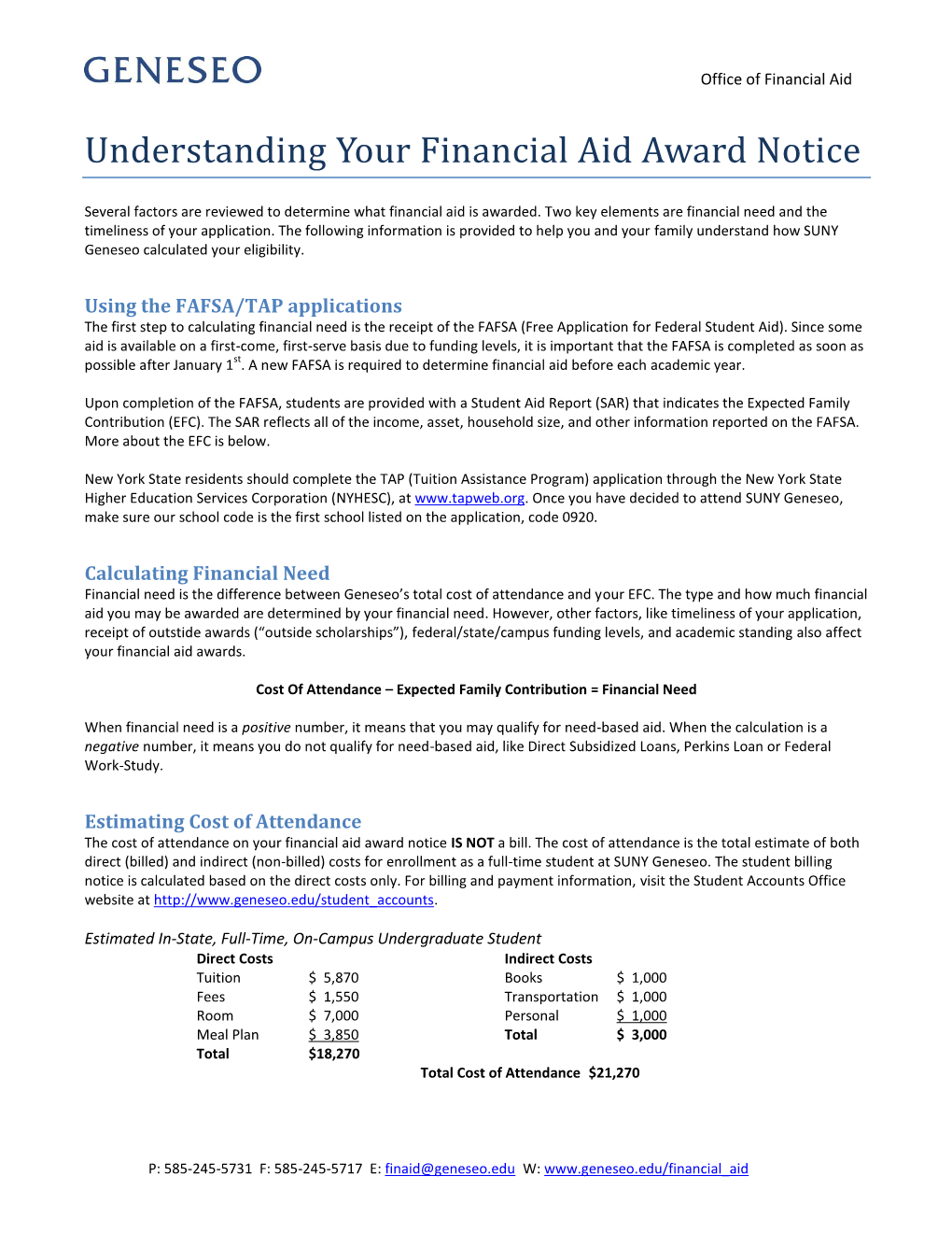 Understanding Your Financial Aid Award Notice
