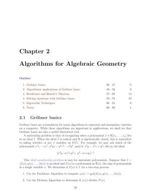 Chapter 2 Algorithms for Algebraic Geometry