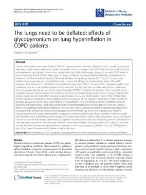 Effects of Glycopyrronium on Lung Hyperinflation in COPD Patients Claudio M Sanguinetti1,2