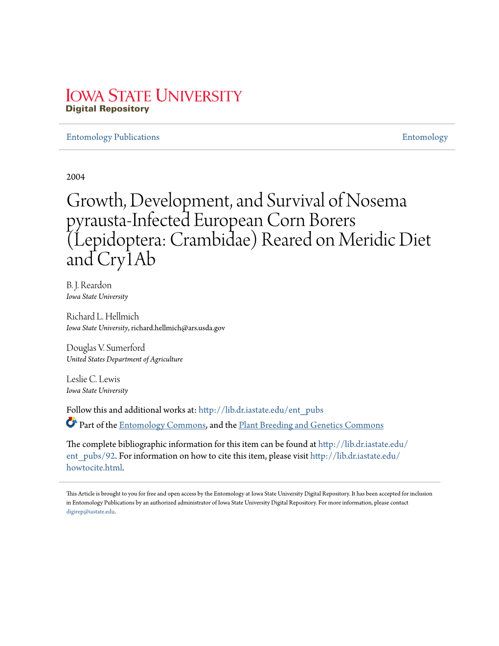 Growth, Development, and Survival of Nosema Pyrausta-Infected European Corn Borers (Lepidoptera: Crambidae) Reared on Meridic Diet and Cry1ab B