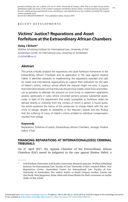 Reparations and Asset Forfeiture at the Extraordinary African Chambers
