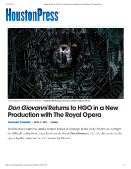 A Preview of Don Giovanni at Houston Grand Opera Houston Press
