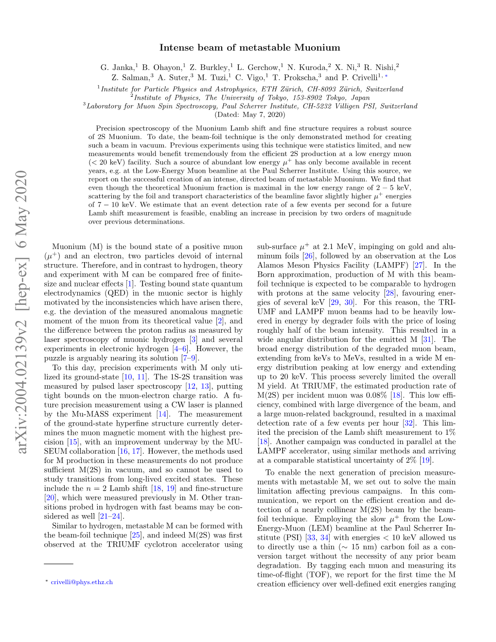 Arxiv:2004.02139V2 [Hep-Ex] 6 May 2020 SEUM Collaboration [16, 17]