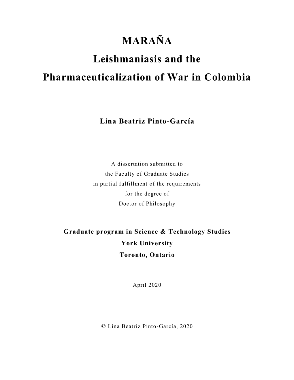MARAÑA Leishmaniasis and the Pharmaceuticalization of War in Colombia