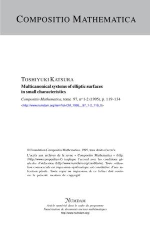 Multicanonical Systems of Elliptic Surfaces in Small Characteristics Compositio Mathematica, Tome 97, No 1-2 (1995), P