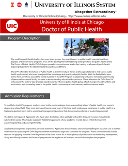 Doctor of Public Health Program Description