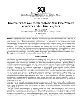Examining the Role of Establishing Aras Free Zone on Economic and Cultural Capitals