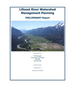 Lillooet River Watershed Management Planning PRELIMINARY Report