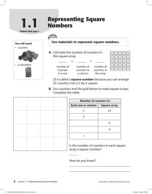 Representing Square Numbers Copyright © 2009 Nelson Education Ltd