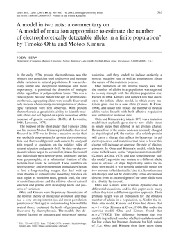 'A Model Detectable Alleles in a Finite Population' by Timoko Ohta And