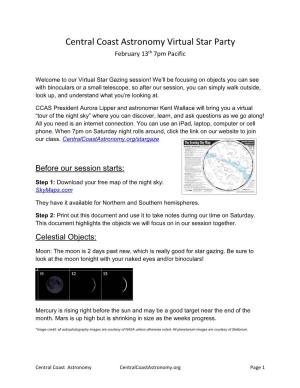 Central Coast Astronomy Virtual Star Party February 13Th 7Pm Pacific