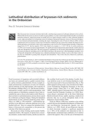 Latitudinal Distribution of Bryozoan-Rich Sediments in the Ordovician