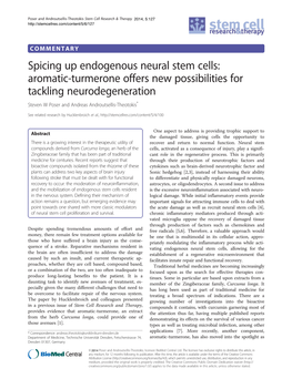 Spicing up Endogenous Neural Stem Cells: Aromatic-Turmerone Offers