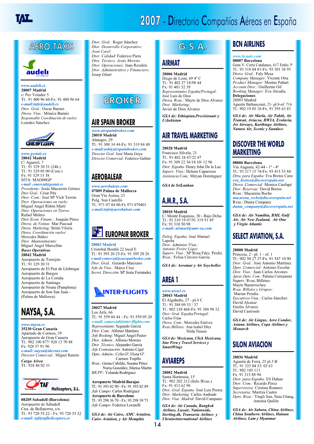 2007-Directoriocompañíasaéreas En España
