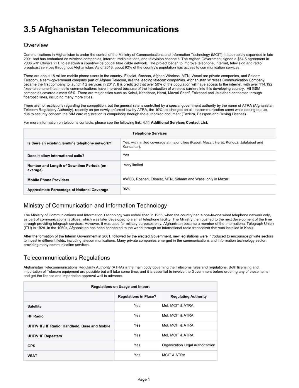 3.5 Afghanistan Telecommunications