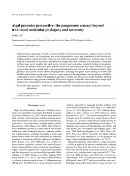 Algal Genomics Perspective: the Pangenome Concept Beyond Traditional Molecular Phylogeny and Taxonomy