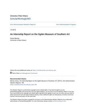 An Internship Report on the Ogden Museum of Southern Art