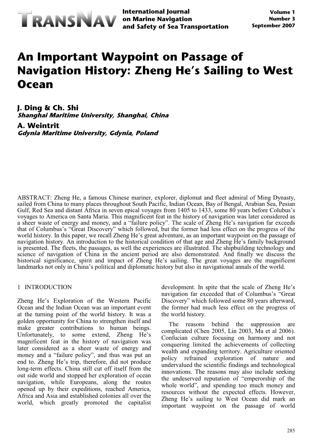 Zheng He's Sailing to West Ocean