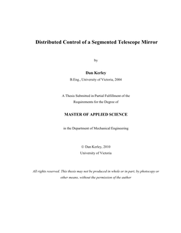 Distributed Control of a Segmented Telescope Mirror