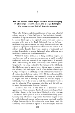 The Two Holders of the Regius Chair of Military Surgery in Edinburgh – John Thomson and George Ballingall: the Topics Covered in Their Teaching Courses