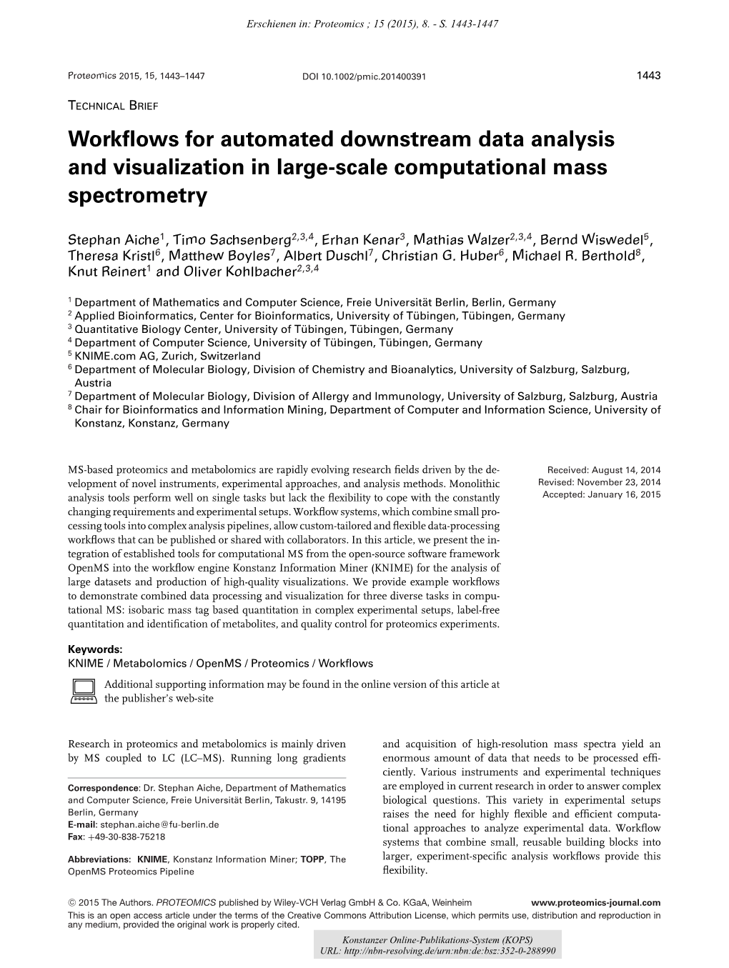 Workflows for Automated Downstream Data Analysis and Visualization In