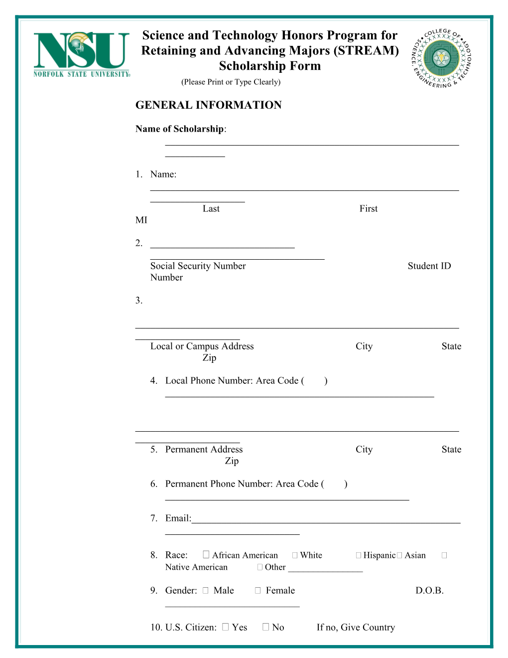 Scholarship Form