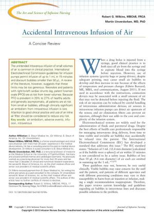 Accidental Intravenous Infusion of Air