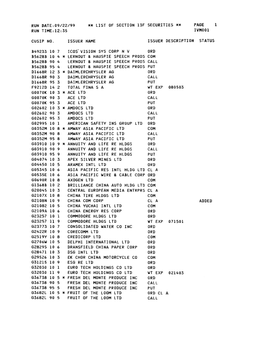 List of Section 13F Securities, 3Rd Quarter 1999