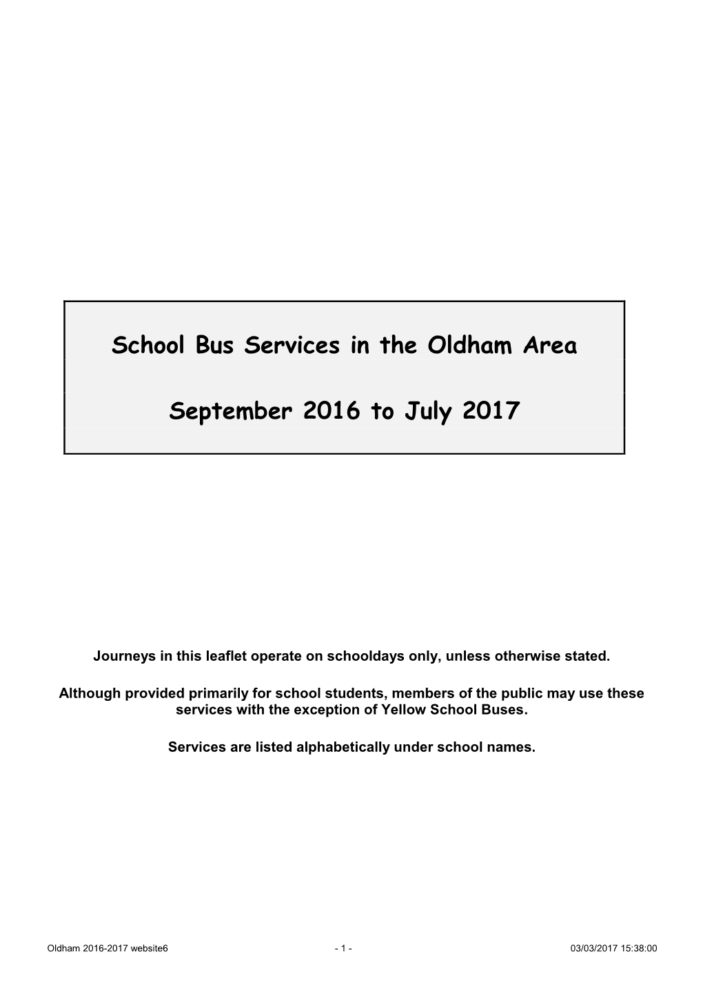 School Bus Services in the Oldham Area