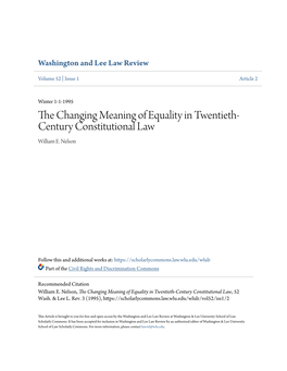 The Changing Meaning of Equality in Twentieth-Century Constitutional Law, 52 Wash