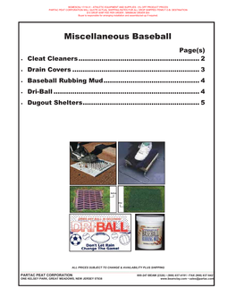 Beam Clay / Partac Peat Corporation Price List For: Baseball Softball