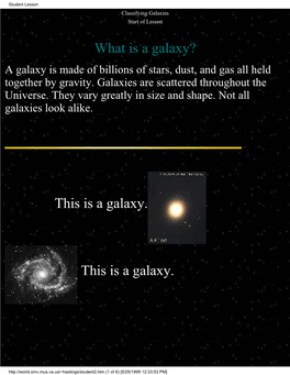 Student Lesson Classifying Galaxies Start of Lesson