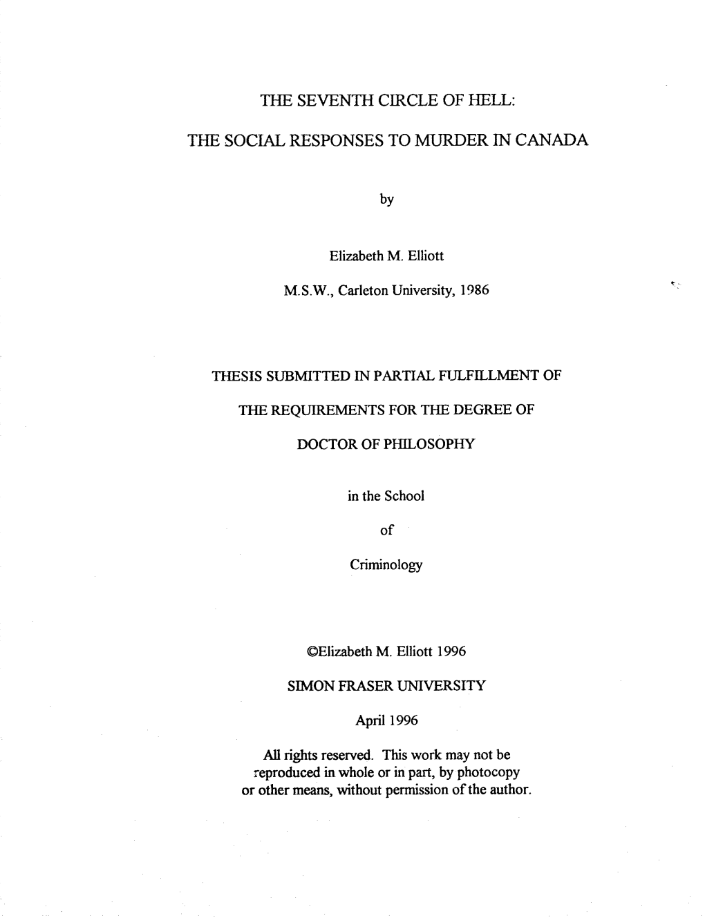 The Social Responses to Murder in Canada