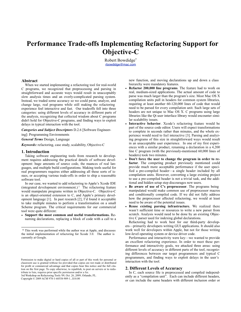 Refactoring Workshop Pos Paper