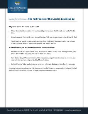 Sunday School Lessons: the Fall Feasts of the Lord in Leviticus 23