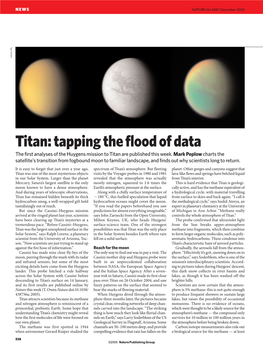 Titan: Tapping the Flood of Data the First Analyses of the Huygens Mission to Titan Are Published This Week