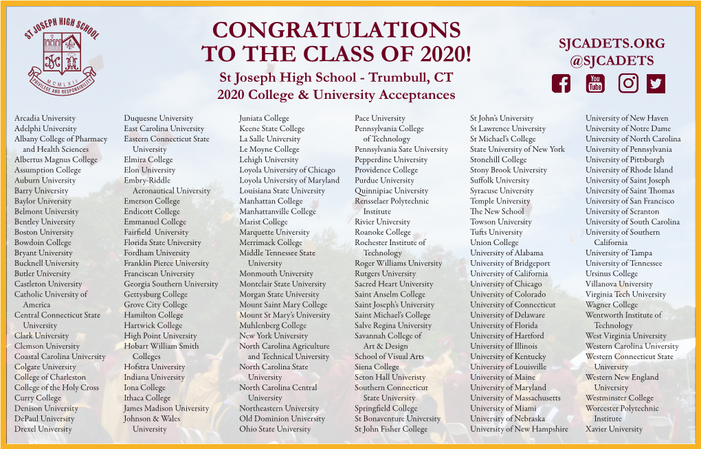 Congratulations to the Class of 2020!