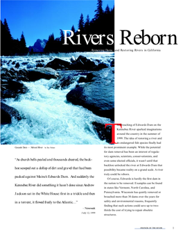 Rivers Reborn Removing Dams and Restoring Rivers in California