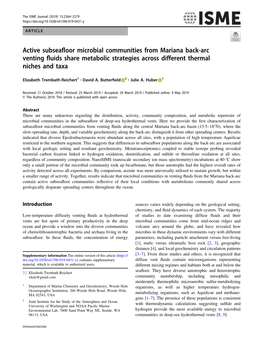 Active Subseafloor Microbial Communities from Mariana Back-Arc