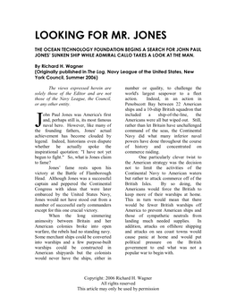 John Paul Jones’ Sunken Ship While Admiral Callo Takes a Look at the Man