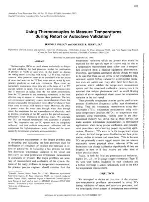 Using Thermocouples to Measure Temperatures During Retort Or Autoclave Validation1