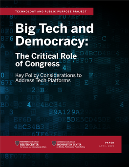 Big Tech and Democracy: the Critical Role of Congress
