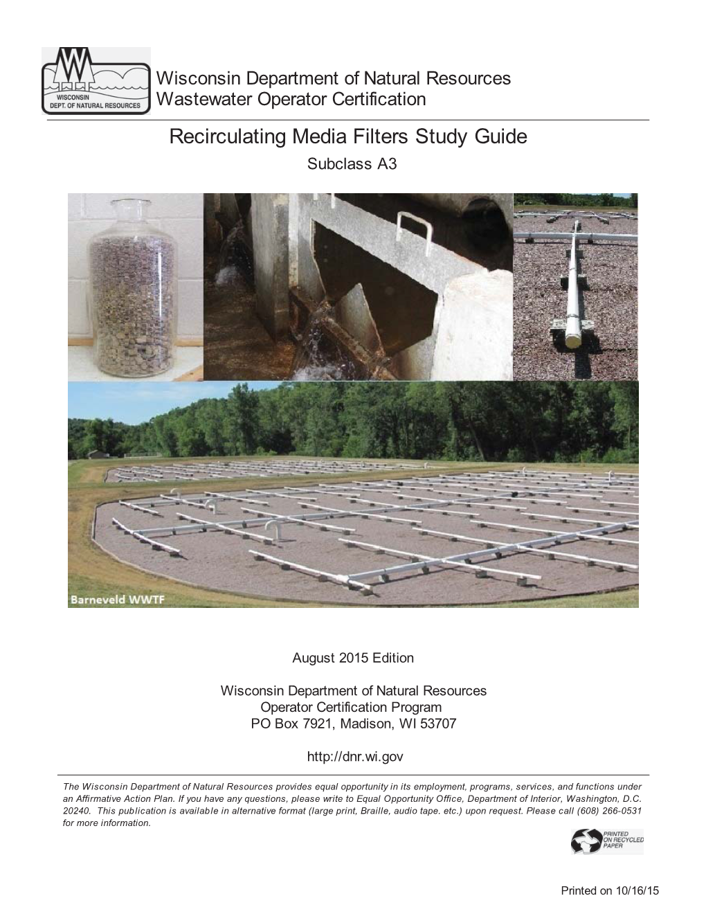 Recirculating Media Filters Study Guide Subclass A3