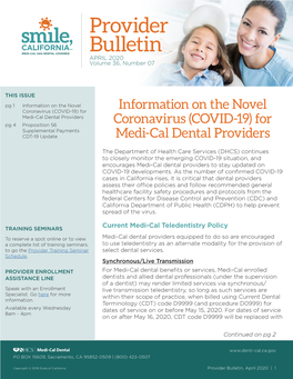 Medi-Cal Dental Provider Bulletin