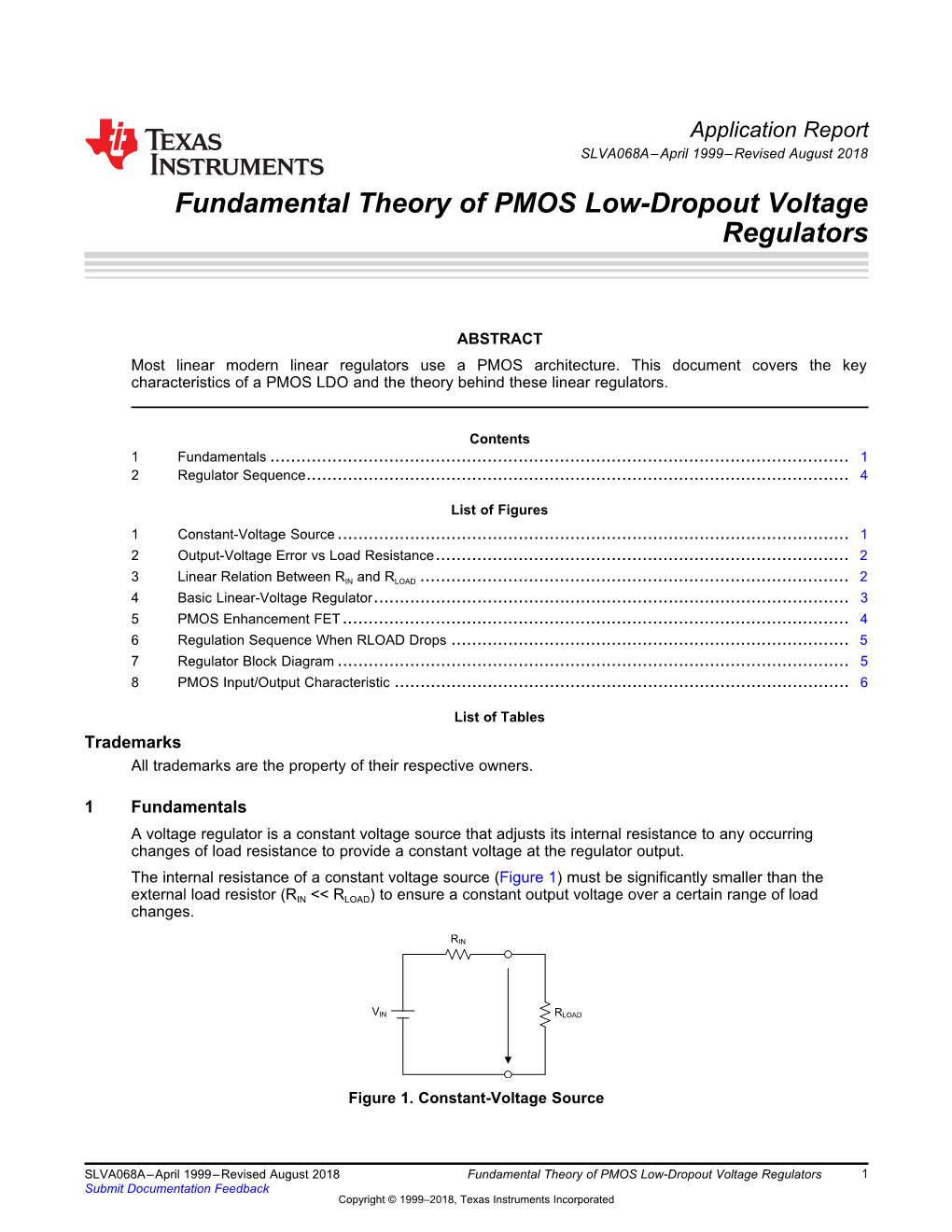 Fundamental Theory of PMOS LDO Voltage Regulators (Rev. A)