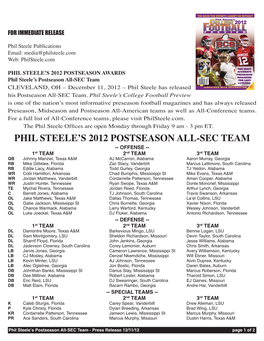 Phil Steele's 2012 Postseason All-Sec Team