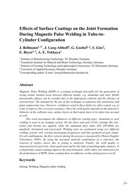Effects of Surface Coatings on the Joint Formation During Magnetic Pulse Welding in Tube-To- Cylinder Configuration