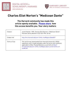 Charles Eliot Norton's "Medicean Dante"
